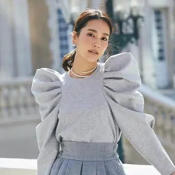 [ 미사용품 ] SEVEN TEN 포인트 숄더 상의 (그레이) S