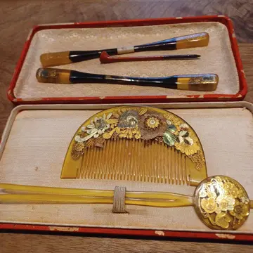 꽃무늬 장식 헤어콤 빗 세트