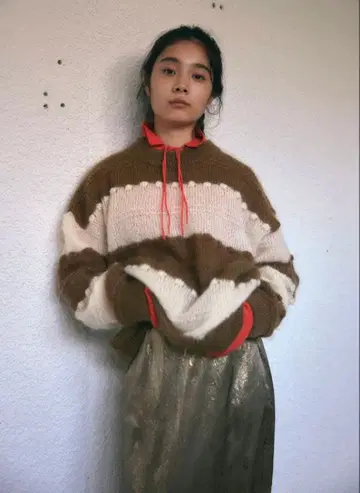 tgor 팝콘 보더 탑 일본제 토골 모헤어 혼방 니트