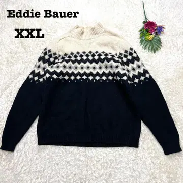 에디 바우어 노르딕 무늬 니트 스웨터 두꺼운 원단 하이넥 빅 사이즈