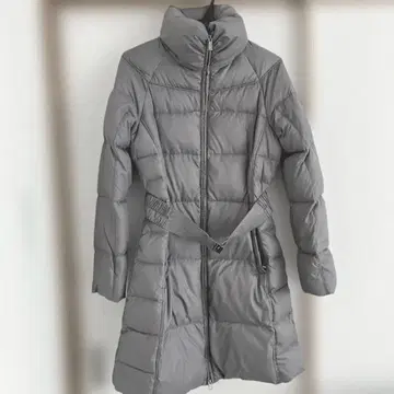 그레이 롱 다운 자켓 벨트 포함