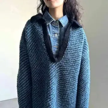 Ameri/MIX FEATHER SKIPPER KNIT TOP