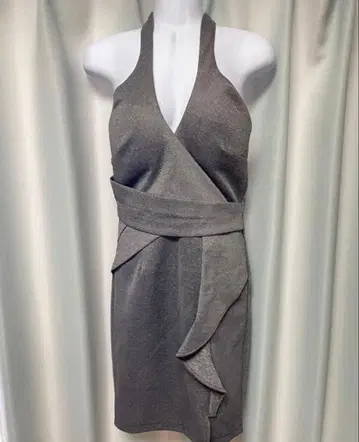 그레이 랩 스타일 홀터넥 드레스