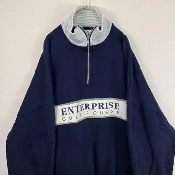 USA 제작 90s 골프 코스 하프 지퍼 맨투맨 네이비