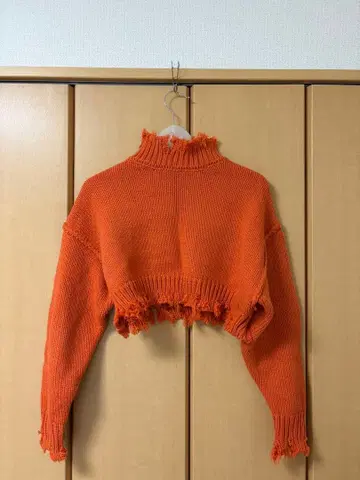 INGNI 오렌지 프린지 크롭 니트 M