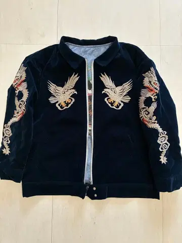 스카잔/수베니어 자켓/벨벳/용/독수리/네이비