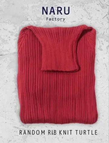 새상품급 NARU 코튼 랜덤 리브 니트 터틀 앤티크 레드