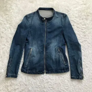 y2k 와일드 파티 데님 자켓 노카라 라이더스 소매 지퍼