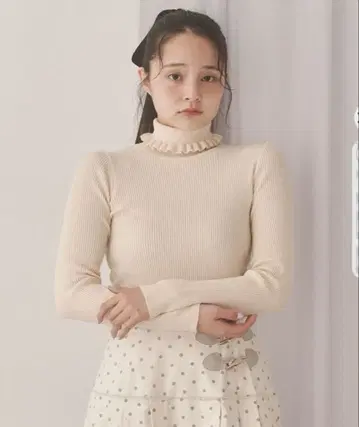 merry jenny 프릴 리브 터틀 니트 탑스