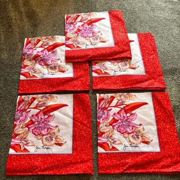 짐 톰슨 꽃무늬 실크 손수건 빨간색