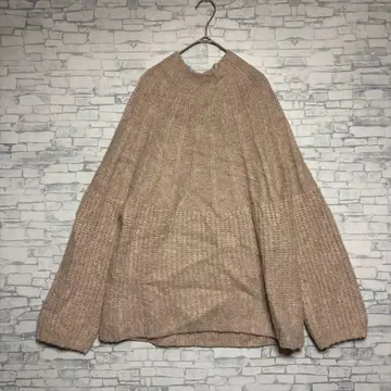 MECUDUM 베이지 리브 긴팔 니트 스웨터 여성용 38 사이즈