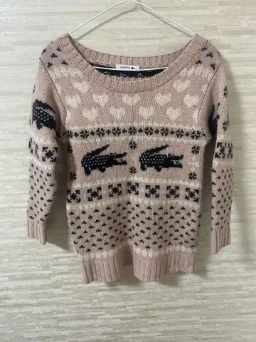 LACOSTE 하트 무늬 5부 소매 니트 34