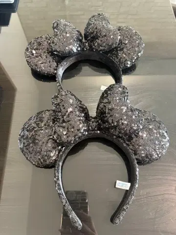[ 새상품 ] 디즈니 머리띠 블랙 스팽글 2개 세트