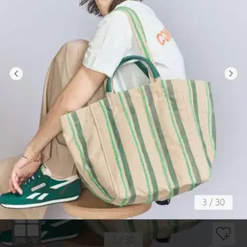 [새상품] beej 스트라이프 자수 토트백 2WAY 유나이티드 애로우즈