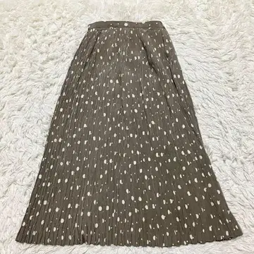 여성용 롱 플리츠 스커트 플레어 A라인 도트 무늬 도트 고급