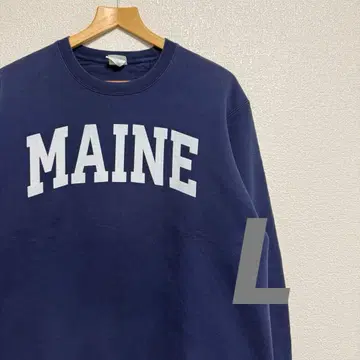 [ L ] 구제 의류 맨투맨 칼리지 네이비 프린트 트레이닝복