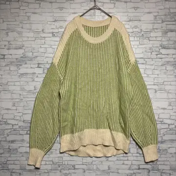 ARTEMAVEL 리브 니트 그린과 아이보리