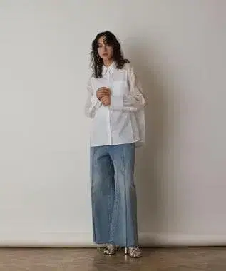 GRACE CONTINENTAL 시어 콤비 오버 셔츠