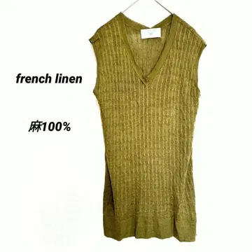 2918M 프렌치 린넨 니트 베스트 튜닉 린넨 100% 상의