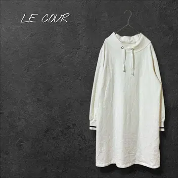 튜닉 원피스 긴팔 심플 캐주얼 스트레치 화이트