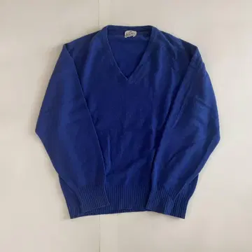 Neiman Marcus V넥 캐시미어 니트 스웨터 블루