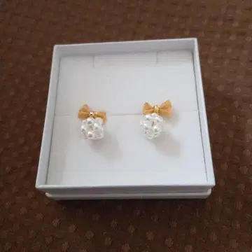 펄풍 리본 귀걸이 미사용