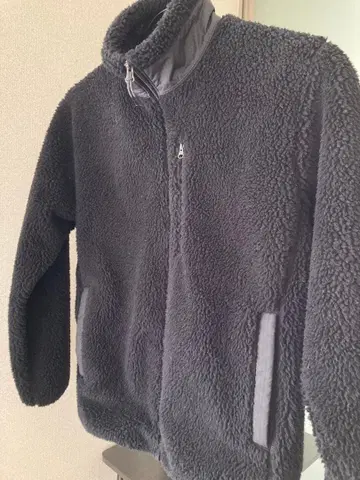 블랙 플리스 자켓 집업