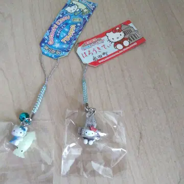 지역 한정 헬로키티 스트랩 2종 세트 (도야마 한정판, 도쿄 한정판)