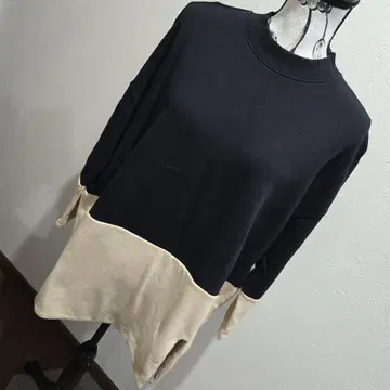 LUCA 새상품급 긴팔 티셔츠 블랙과 베이지 2톤