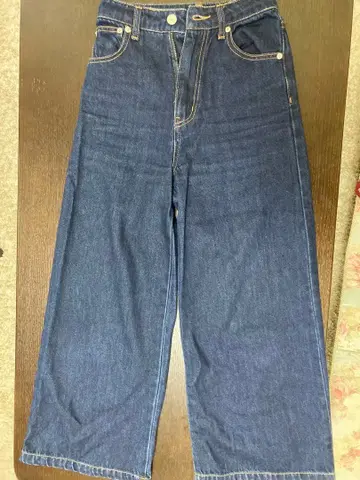 와이드 레그 데님 숏 XXS 다크 블루