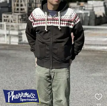 [ 미사용 새상품 ] PHERROW'S 노르딕 무늬 후드티 M