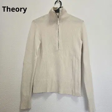 띠어리 하프 지퍼 니트 캐시미어 100% 화이트