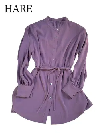 HARE 드레이프감 튜닉 셔츠 퍼플 프리 사이즈 쉘 버튼