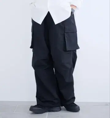 레터치 와이드 스트레이트 카고 팬츠