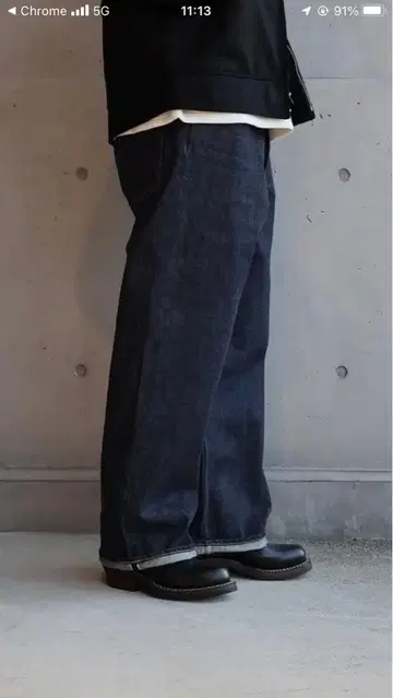 GOLD 14.25oz DENIM 5POCKET WIDE PANTS