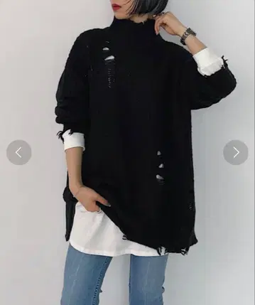 새상품 PAGE BOY 페이지 보이 모헤어 터치 데미지 터틀 니트