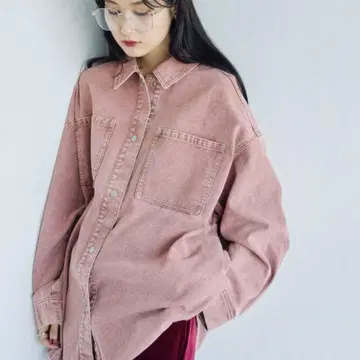 LEPSIM 데님 셔츠 핑크