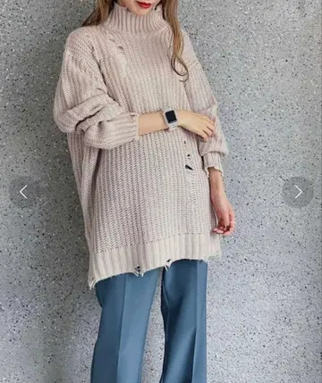 새상품 PAGE BOY 페이지 보이 모헤어 터치 데미지 터틀 니트