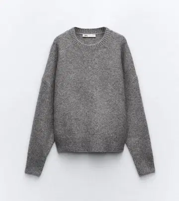 ZARA 그레이 긴팔 니트 스웨터 크루넥
