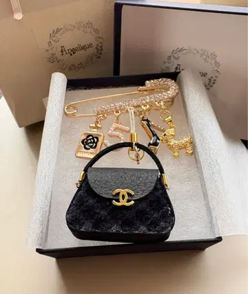 미니어처 백 부착 핀 브로치