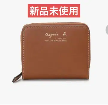 아네스베 가죽 이단 접이식 지갑 브라운 미사용품