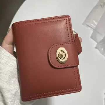 빨간색 접이식 지갑 골드 금장 장식 포함