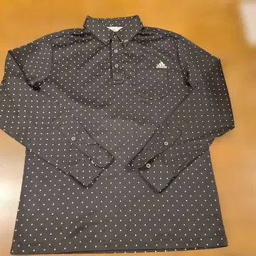 adidas 다크 그레이 도트 무늬 긴팔 피케 셔츠