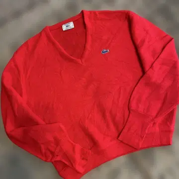 LACOSTE ZOD V넥 스웨터 레드 USA제 70s-80s