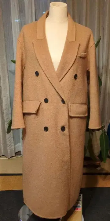 울 롱 코트 베이지