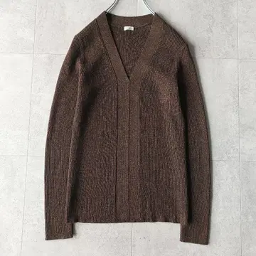 새상품급 이에나 IENA V넥 리브 니트 M 사이즈 상당 다크 브라운