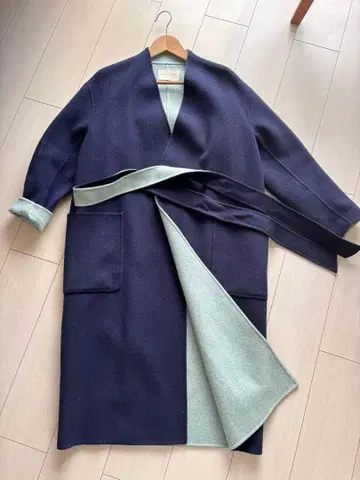 UNITED ARROWS 네이비 민트 롱 코트