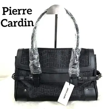 피에르 가르뎅 악어 무늬 나일론 가죽 핸들 블랙 핸드백