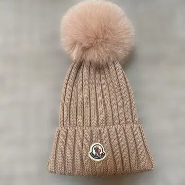 MONCLER 베이지 니트 모자 퍼 포함