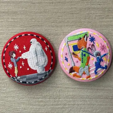 디즈니 자수 캔뱃지 2개 세트